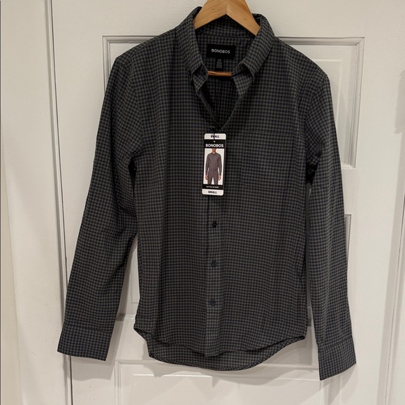 NWT Bonobos Men's Green/ Navy Checkered Button Down Shirt- S - Picture 6 of 11